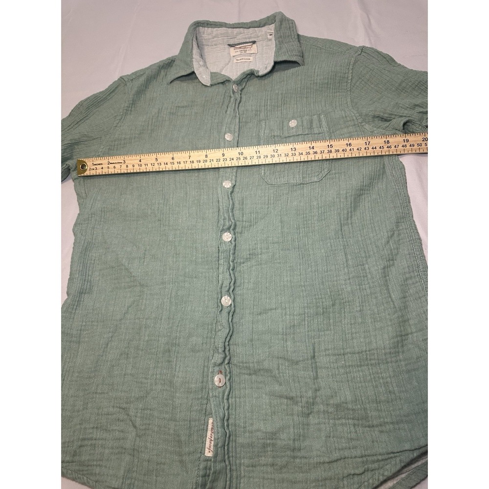 Weatherproof Vintage Mens Medium Green Double Layer Cotton Gauze Button Shirt - Picture 3 of 7